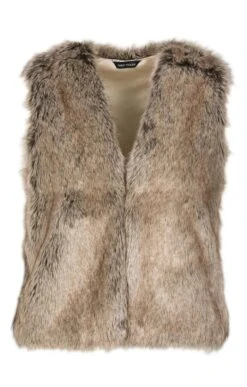 Faux Fur Gilet -Denim Dreams Store TE22202TRUFFLE 1