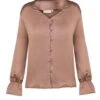 Ladies V Neck Button Blouse -Denim Dreams Store TN11001TAUPE