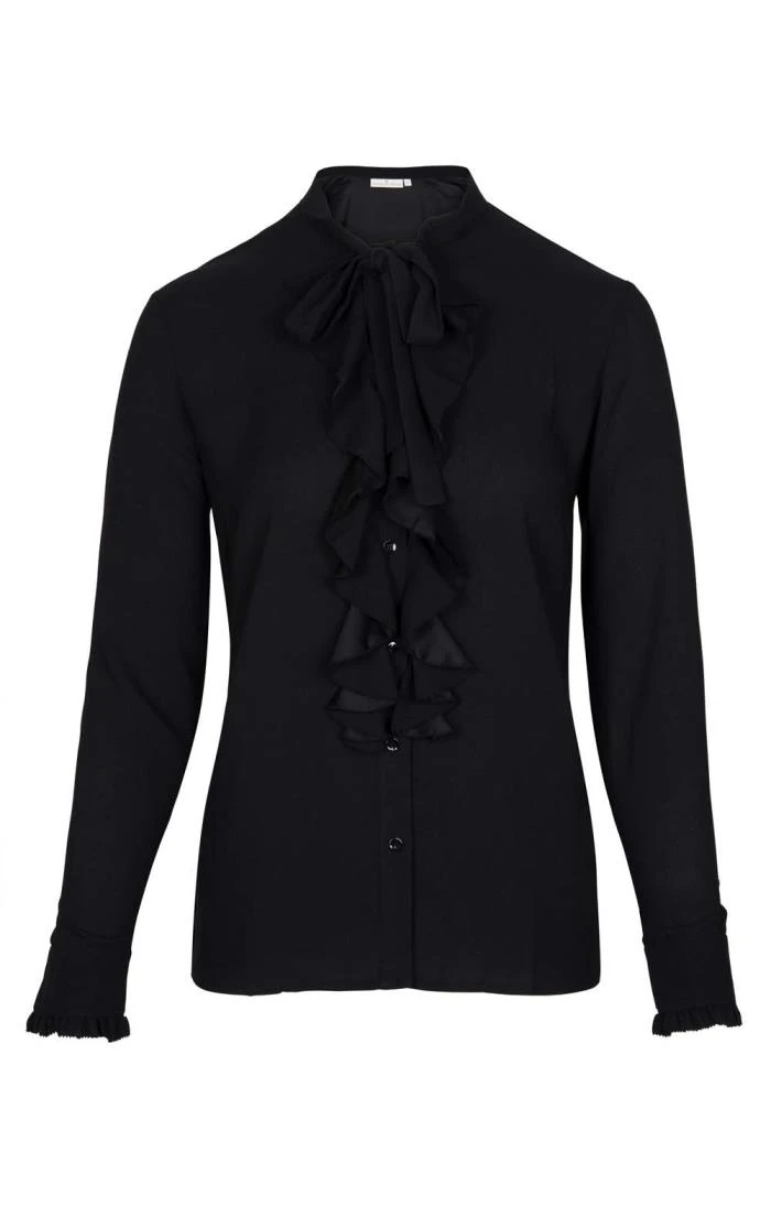 Ladies Crimped Frill Front Blouse 4 Ladies Crimped Frill Front Blouse - Image 2