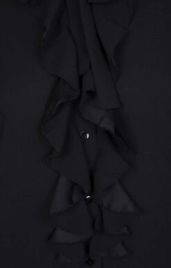 Ladies Crimped Frill Front Blouse 24 Ladies Crimped Frill Front Blouse -Denim Dreams Store TN11021BLACK 2