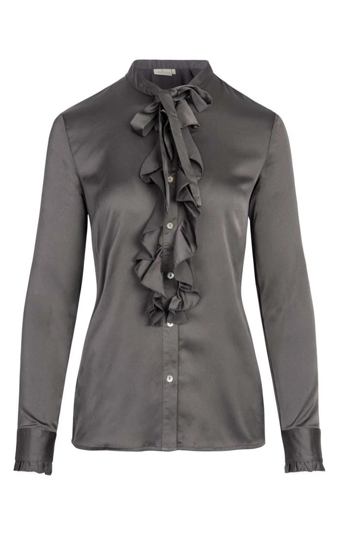 Ladies Crimped Frill Front Blouse 7 Ladies Crimped Frill Front Blouse - Image 5