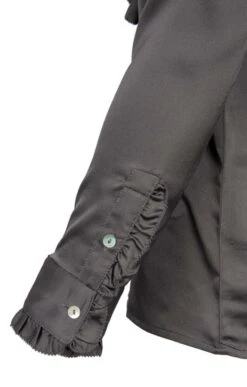 Ladies Crimped Frill Front Blouse 27 Ladies Crimped Frill Front Blouse -Denim Dreams Store TN11021CHARCOAL 2