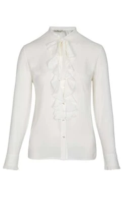 Ladies Crimped Frill Front Blouse 28 Ladies Crimped Frill Front Blouse -Denim Dreams Store TN11021CREAM 1