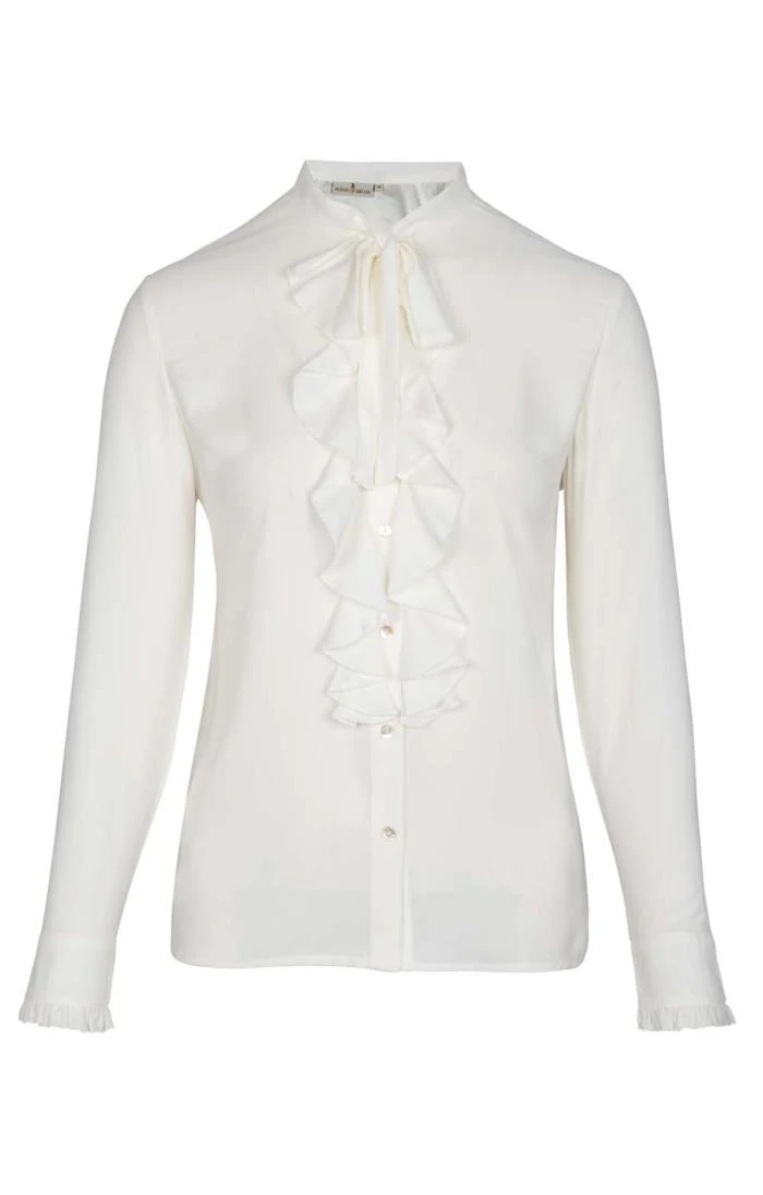 Ladies Crimped Frill Front Blouse 9 Ladies Crimped Frill Front Blouse - Image 7