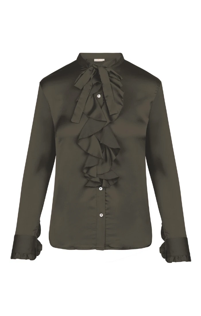 Ladies Crimped Frill Front Blouse 12 Ladies Crimped Frill Front Blouse - Image 10