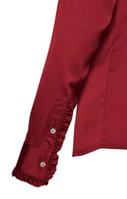 Ladies Crimped Frill Front Blouse 33 Ladies Crimped Frill Front Blouse -Denim Dreams Store TN11021MERLOT 1