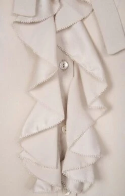 Ladies Crimped Frill Front Blouse 36 Ladies Crimped Frill Front Blouse -Denim Dreams Store TN11021OYSTER 2