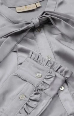 Ladies Crimped Frill Front Blouse 38 Ladies Crimped Frill Front Blouse -Denim Dreams Store TN11021SILVER 1