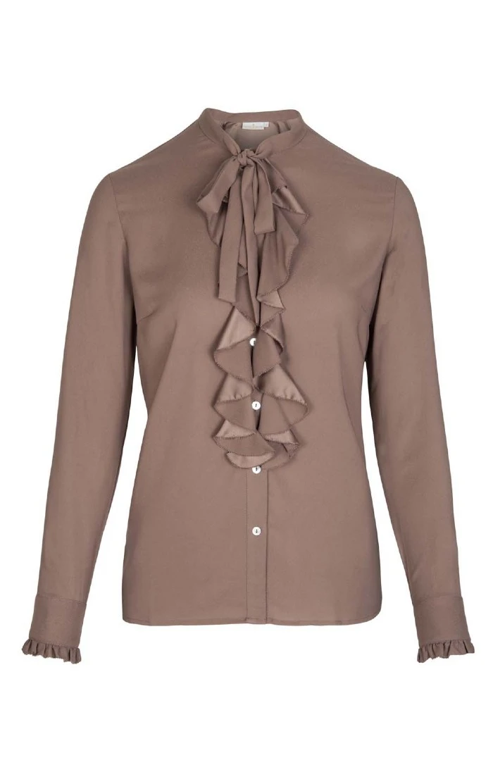 Ladies Crimped Frill Front Blouse 20 Ladies Crimped Frill Front Blouse - Image 18