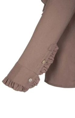 Ladies Crimped Frill Front Blouse 41 Ladies Crimped Frill Front Blouse -Denim Dreams Store TN11021TAUPE 3