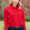Ladies Pleated Front Pure Cotton Blouse -Denim Dreams Store TN11025RED