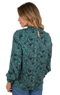 Ladies Lily & Me Gathered Top -Denim Dreams Store TN23194CUMULUSBLACK 2