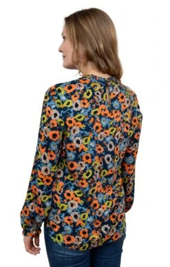 Ladies Lily & Me Gathered Top -Denim Dreams Store TN23194DHALIABLMNAVY 1