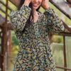 Ladies Adini Kalina Tunic -Denim Dreams Store TN23290LINEARLEAFMULTI