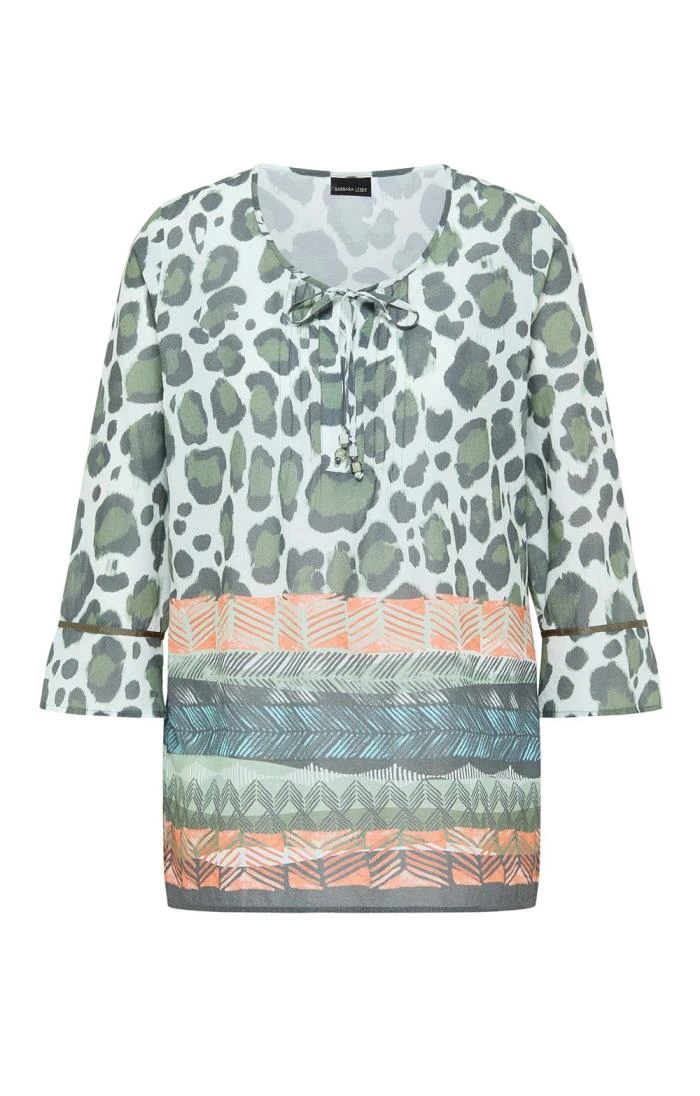 Ladies Animal Print Tie Neck Tunic 3 Ladies Animal Print Tie Neck Tunic