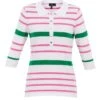 Ladies Marble Stripe Polo Shirt 2 Ladies Marble Stripe Polo Shirt -Denim Dreams Store TN23570PINKGREENWHITE