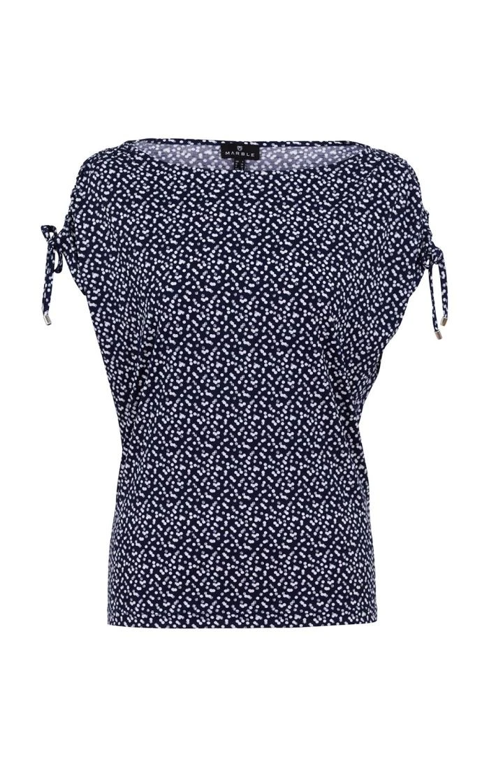 Ladies Marble Drawstring Short Sleeved Top 5 Ladies Marble Drawstring Short Sleeved Top - Image 3