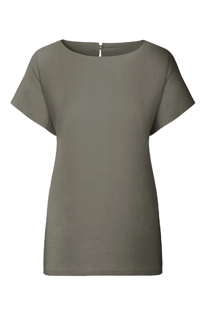 Ladies Linen Mix Crew Top 2 Ladies Linen Mix Crew Top