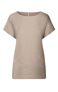 Ladies Linen Mix Crew Top 6 Ladies Linen Mix Crew Top -Denim Dreams Store TN27120STONE 1
