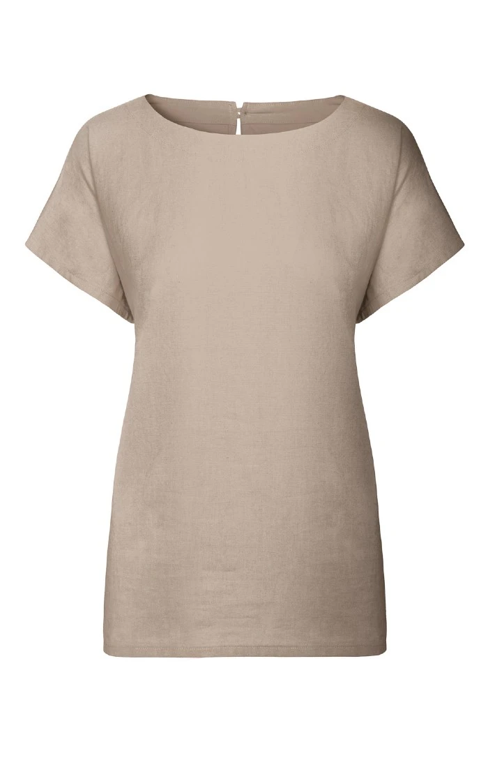 Ladies Linen Mix Crew Top 4 Ladies Linen Mix Crew Top - Image 3