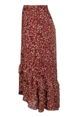 Ladies Chiffon Frill Skirt -Denim Dreams Store TN30025VINTAGECLARET 2