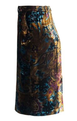 Ladies Tailored Velvet Skirt -Denim Dreams Store TQ11116PHEASANTPAISLEY 2