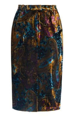 Ladies Tailored Velvet Skirt -Denim Dreams Store TQ11116PHEASANTPAISLEY 3