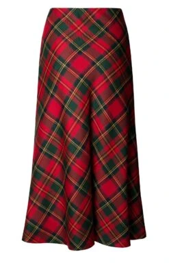 Ladies Plaid Bias Skirt -Denim Dreams Store TQ11255MUTEDRED 3