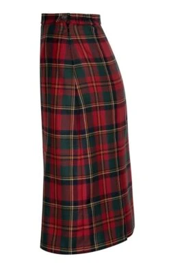 Plaid Invert Pleat Skirt -Denim Dreams Store TQ11385MUTEDRED 2