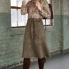 Faux Suede Skirt With Belt -Denim Dreams Store TQ11387OLIVE