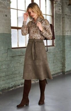 Faux Suede Skirt With Belt