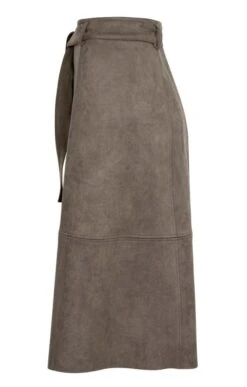 Faux Suede Skirt With Belt -Denim Dreams Store TQ11387OLIVE 2