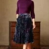 Ladies Velvet Box Pleat Skirt -Denim Dreams Store TQ12060AQUAMARINEPAISLEY