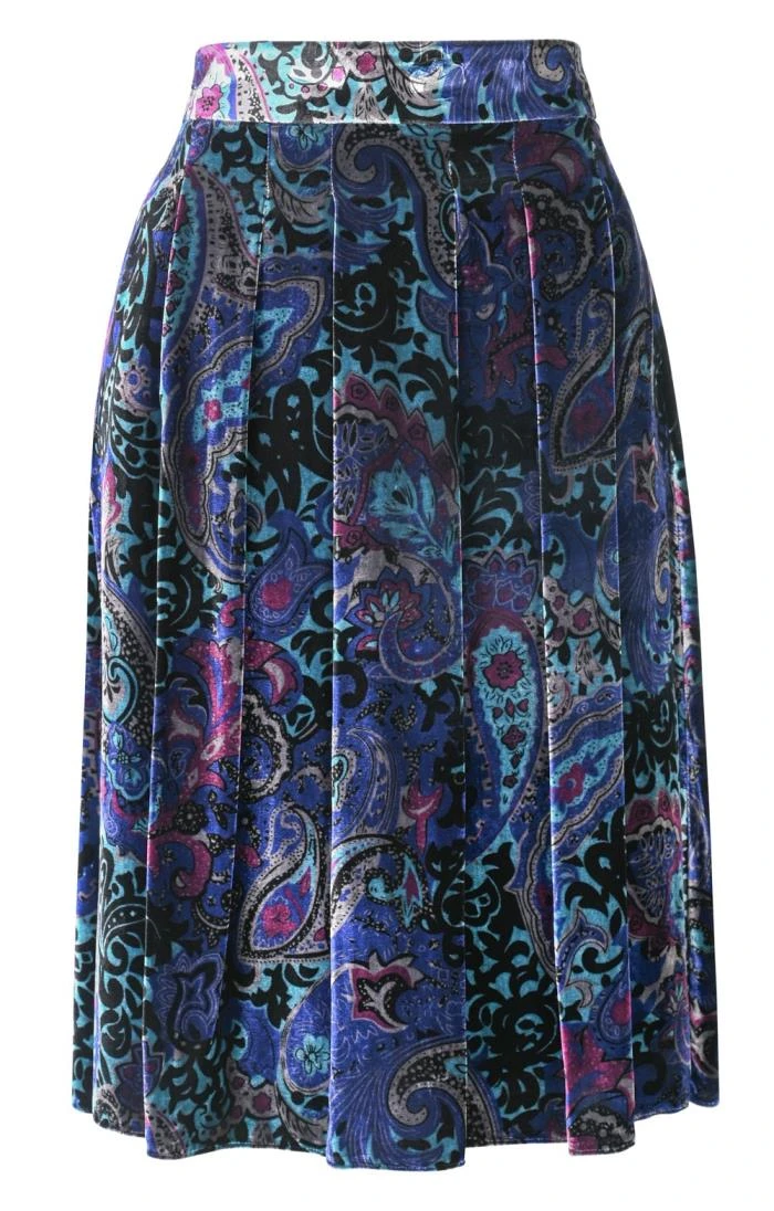 Ladies Velvet Box Pleat Skirt 4 Ladies Velvet Box Pleat Skirt - Image 2