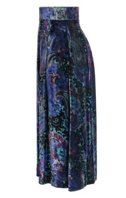 Ladies Velvet Box Pleat Skirt 10 Ladies Velvet Box Pleat Skirt -Denim Dreams Store TQ12060AQUAMARINEPAISLEY 2