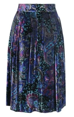 Ladies Velvet Box Pleat Skirt 11 Ladies Velvet Box Pleat Skirt -Denim Dreams Store TQ12060AQUAMARINEPAISLEY 3