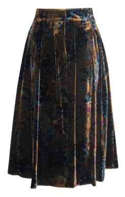 Ladies Velvet Box Pleat Skirt 13 Ladies Velvet Box Pleat Skirt -Denim Dreams Store TQ12060BURNTTEALPAISLEY 2