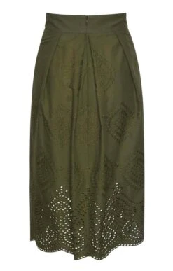 Ladies Jodie Embroidered Skirt -Denim Dreams Store TQ22056OLIVE 2