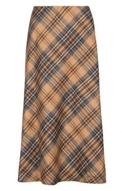 Ladies Wool Swing Skirt -Denim Dreams Store TQ22063CAMELNAVYCHK 2