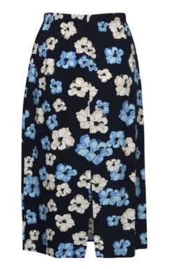 Ladies Elasticated Skirt -Denim Dreams Store TQ22407MARINEFLOWERS 2