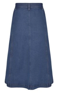 Ladies Denim Button Skirt -Denim Dreams Store TQ23008INDIGO 3