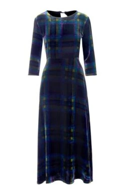 Ladies Velvet Boat Neck Dress -Denim Dreams Store TQ23095HTHRGREENTTN 1