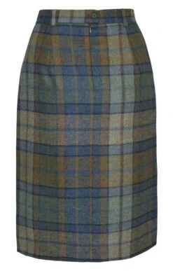 Ladies Tweed Invert Skirt -Denim Dreams Store TQ23102DENIMFORESTCHK 2