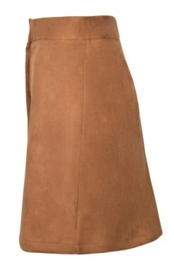 Ladies Faux Suede Mini Skirt -Denim Dreams Store TQ23106TAN 1