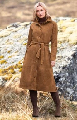 Ladies Faux Suede Dress -Denim Dreams Store TQ23107TAN 1