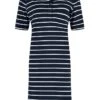 Ladies Collar Button Stripe Dress -Denim Dreams Store TQ23330NAVY