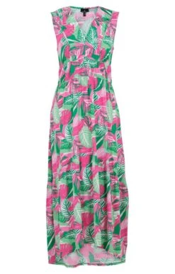 Ladies Marble V Neck Midi Dress -Denim Dreams Store TQ23401PINKMULTI 2