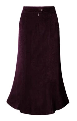 Ladies Long Cord Skirt -Denim Dreams Store TQ50020AUBERGINE 2