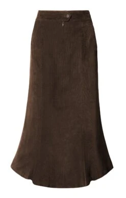 Ladies Long Cord Skirt -Denim Dreams Store TQ50020DKBROWN 3