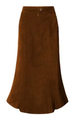 Ladies Long Cord Skirt -Denim Dreams Store TQ50020DKTAN 3